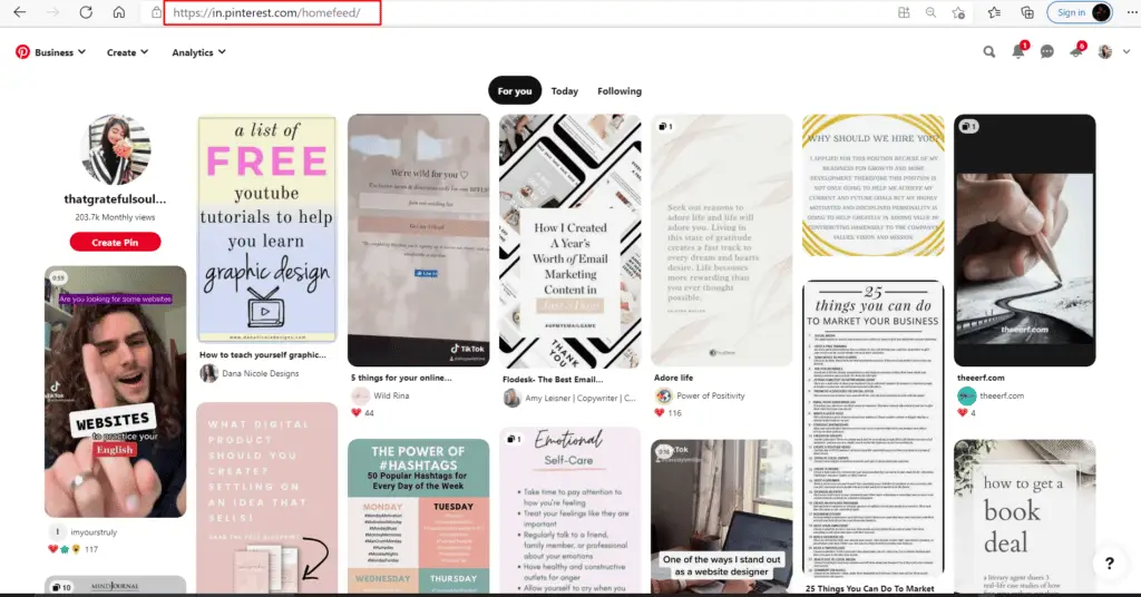 pinterest homefeed