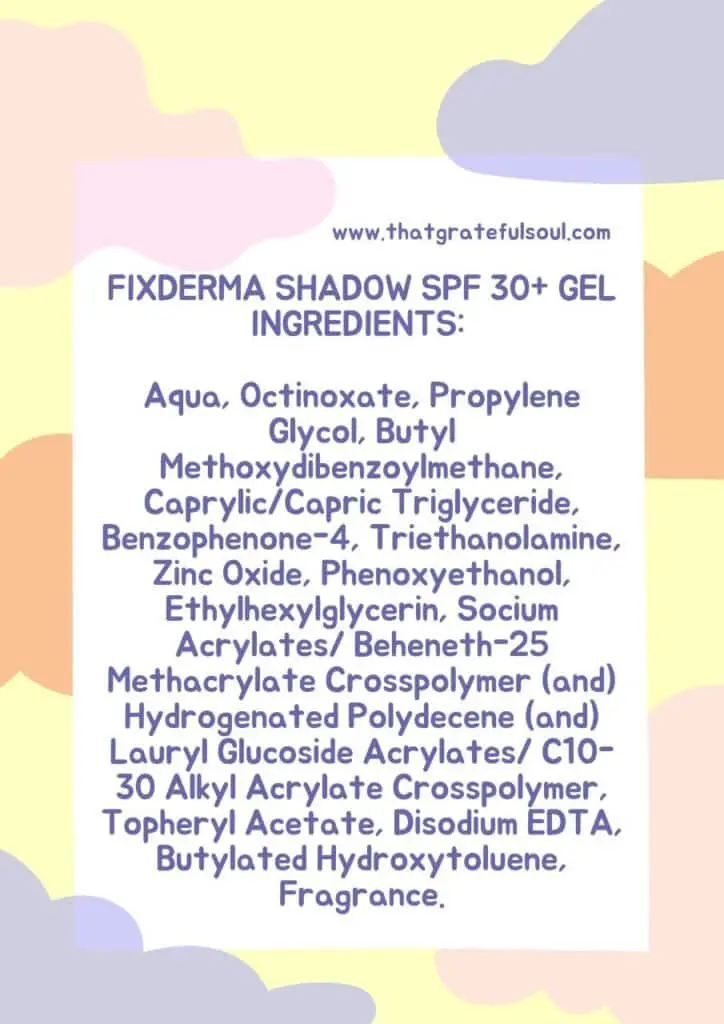 Fixderma Sunscreen Ingredients