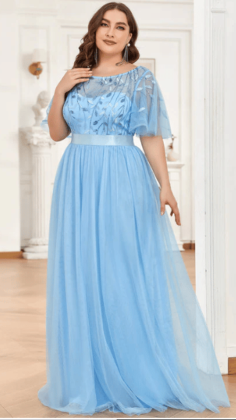 plus size light blue bridesmaid dress