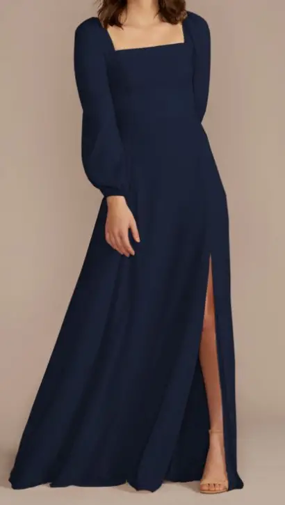 midi navy blue bridesmaid dress