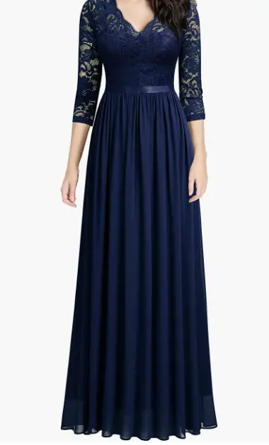 navy blue bridesmaid dress with sleeves