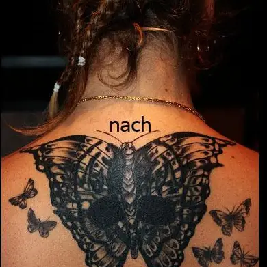 Gothic Butterfly Neck Tattoo