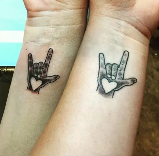 I Love You Sign Language Matching Best Friend Tattoo