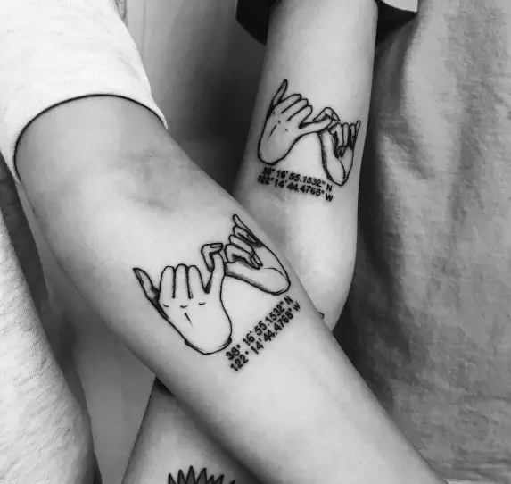 Pinky Promise Matching Best Friend Tattoo On Elbow