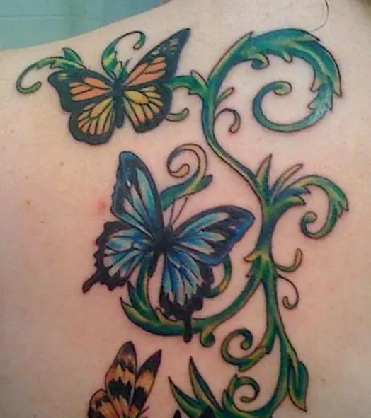 Vintage Butterfly Neck Tattoo
