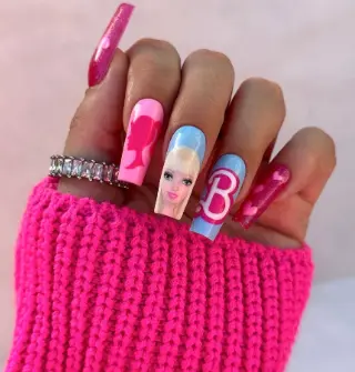 Barbie Halloween nails