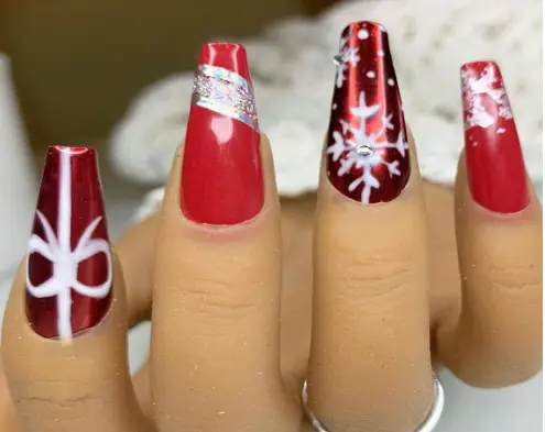 Festive Shade Red Christmas Nails