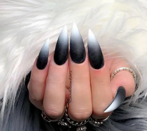 Ombre fall nails black and white design
