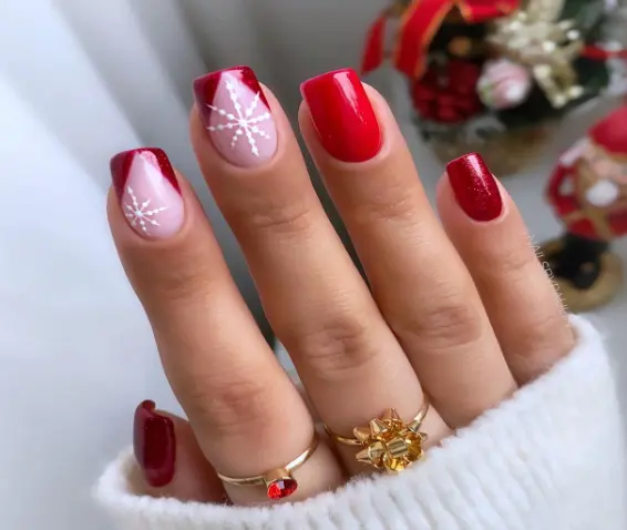Snowflakes with red tips